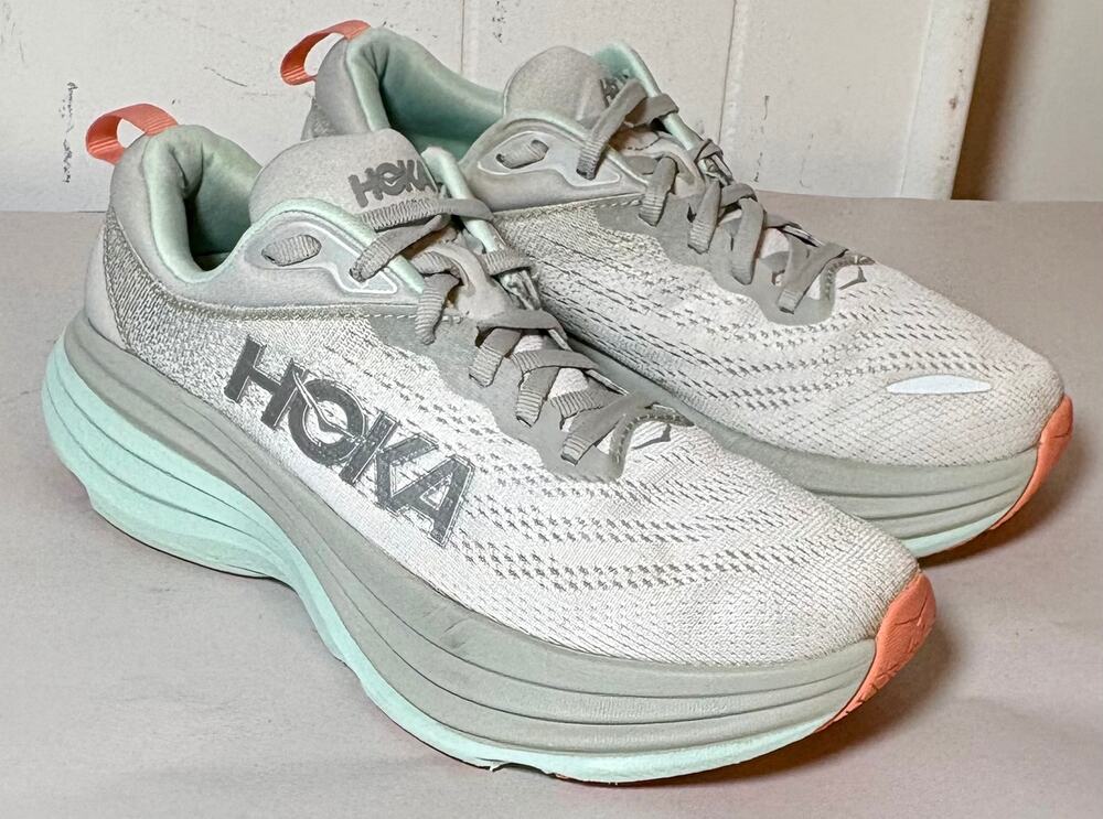 Hoka One One Bondi 8 Stardust Aqua Breeze Women’s Running Shoes 7B 1127952-SQB